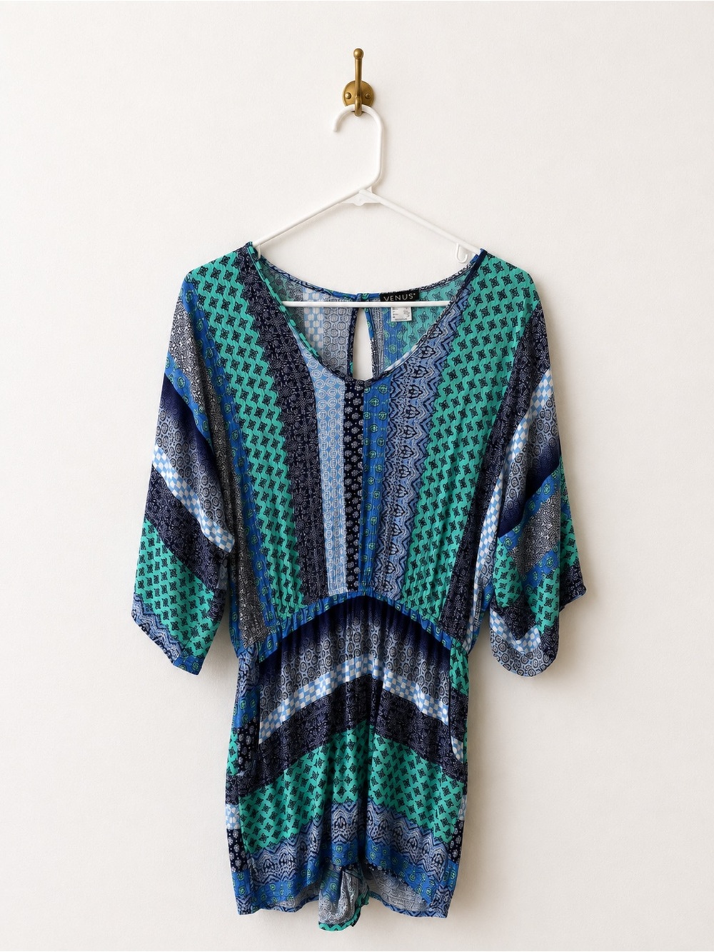 VENUS Teal & Navy Printed Romper